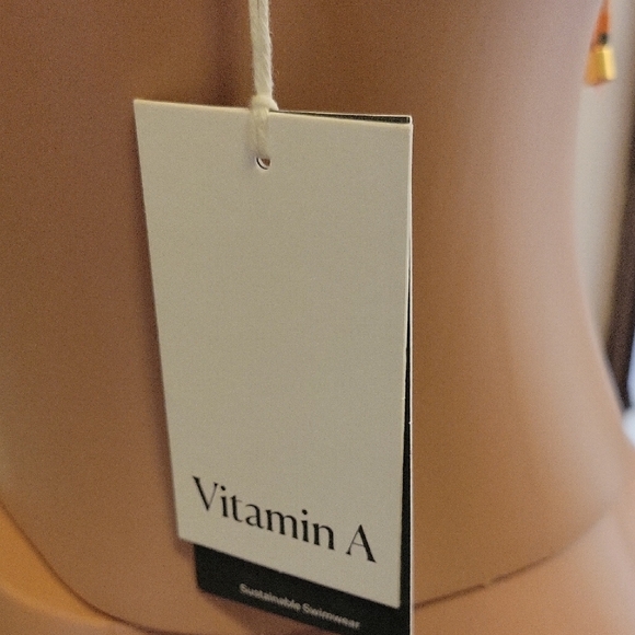 Vitamin A Sustainable Swimwear Orange and Blue Halter Bikini Top Size XS - Picture 10 of 16